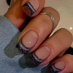 NBNTGH black french-tip nails with glossy finish for quick glamour