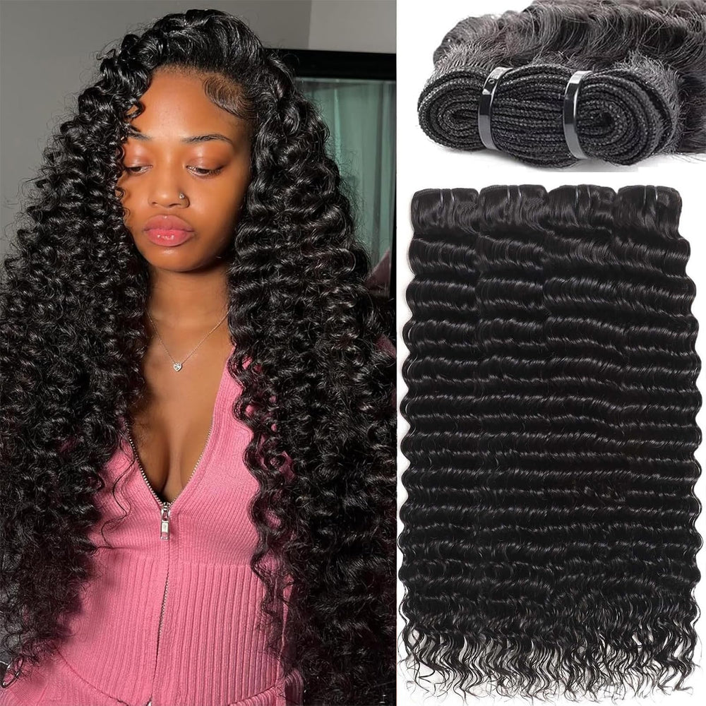 NBRUW deep wave bundles 20-inch weft for voluminous curls and easy styling.