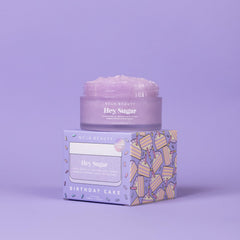 Hey Sugar Birthday Cake packaging highlights natural ingredients and vegan formula.