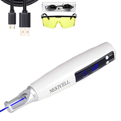 NEATCELL blue light pen close-up, cordless design for easy desk use.