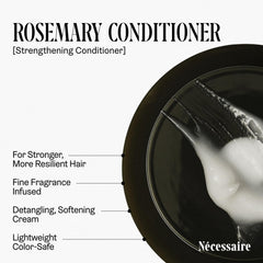 Nécessaire Rosemary Conditioner bottle highlights ceramides and proteins benefits.