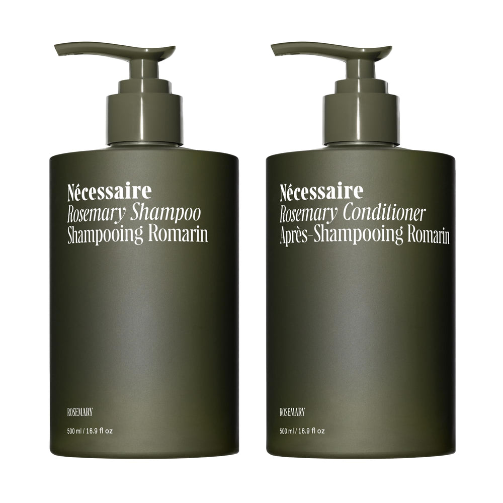 Nécessaire Rosemary Shampoo bottle shows a strengthening formula for healthier hair.
