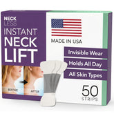 NECK LESS packaging view shows box contents for easy at-home beauty prep.