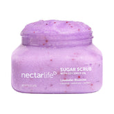 Nectar Bath Treats Lavender Sugar Body Scrub close-up highlighting soothing lavender texture and exfoliation.
