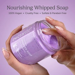 Nectar Life whipped soap foam closeup shows rich, creamy texture.