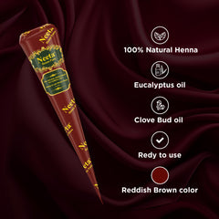 Neeta henna cones with water-resistant formula for durable shade