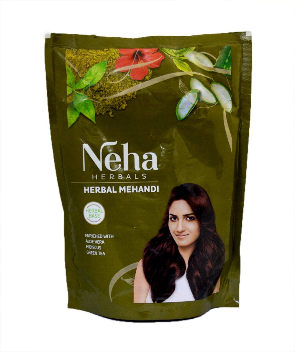 Neha Herbal Mehndi powder packaging shown for easy storage and handling.
