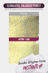 Product being dispensed demonstrates easy application and immediate pore tightening feel.