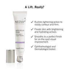 Texture and glow of NEOVA eye lift serum on the skin