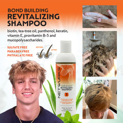 NetWurks Hair & Scalp Revitalizing Shampoo growth action close-up, suggesting potential hair vitality.