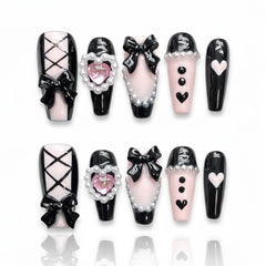 NEUQL handmade bow nails for elegant everyday wear.