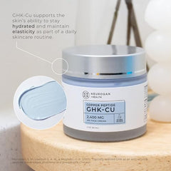 Neurogan GHK-Cu face cream jar application demonstrates smooth spreading on skin.