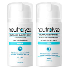 Neutralyze clearing serum bottle closeup for pore care and calm skin.