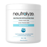 Neutralyze exfoliating acne wipes packaging shows a 100-pack for face and body use.