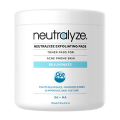 Neutralyze exfoliating acne wipes packaging shows a 100-pack for face and body use.