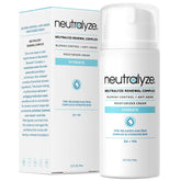 Neutralyze Renewal Complex bottle close-up, showing a fast-absorbing acne moisturizer.
