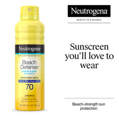 Neutrogena Beach Defense SPF 70 spray nozzle angled view for easy, uniform application