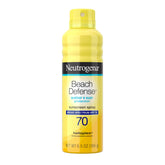 Neutrogena Beach Defense SPF 70 spray bottle front view for quick, even protection
