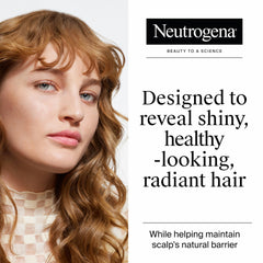 Neutrogena Exfoliating Healthy Scalp Shampoo pink-grapefruit-label-closeup highlights sulfate-free clarity