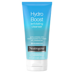 Neutrogena Hydro Boost exfoliating face wash tube 3 delivers moisture as it cleanses gently.