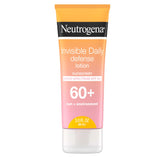 Neutrogena Invisible Daily Defense sunscreen bottle offering SPF 60+ protection for outdoor use