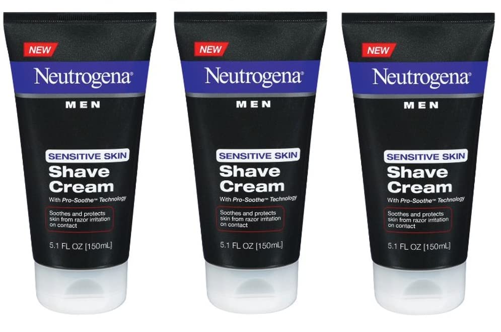 Neutrogena Men Sensitive Skin Shave Cream three-pack for a gentle, comfortable shave for sensitive skin
