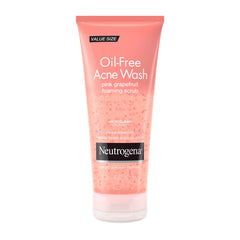 Neutrogena Oil-Free Pink Grapefruit Face Wash bottle shown for daily acne care.