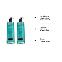 Neutrogena Rainbath Ocean Mist bottle pouring rich lather for a spa-like shower