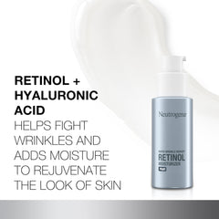Neutrogena Rapid Wrinkle Repair Night with Retinol SA and hyaluronic acid for hydration.