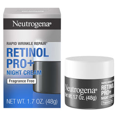 Neutrogena Retinol Pro+ Night Cream jar showing packaging and hydrating overnight care
