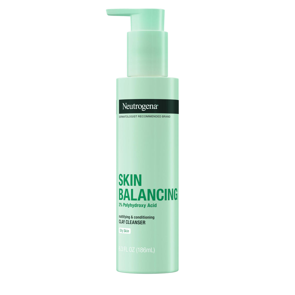 Neutrogena Skin Balancing Kaolin Clay Cleanser bottle front, mattifying cleanse for oily skin