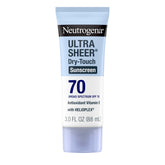 Neutrogena Ultra Sheer SPF 70 bottle offers lightweight, non-greasy protection.