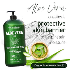 New York Biology Aloe Vera Gel supports hair moisture and scalp comfort.