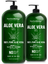 New York Biology Aloe Vera Gel bottle with Tea Tree Oil for refreshing skin hydration