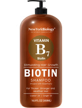New York Biology Biotin Shampoo bottle for daily scalp care.