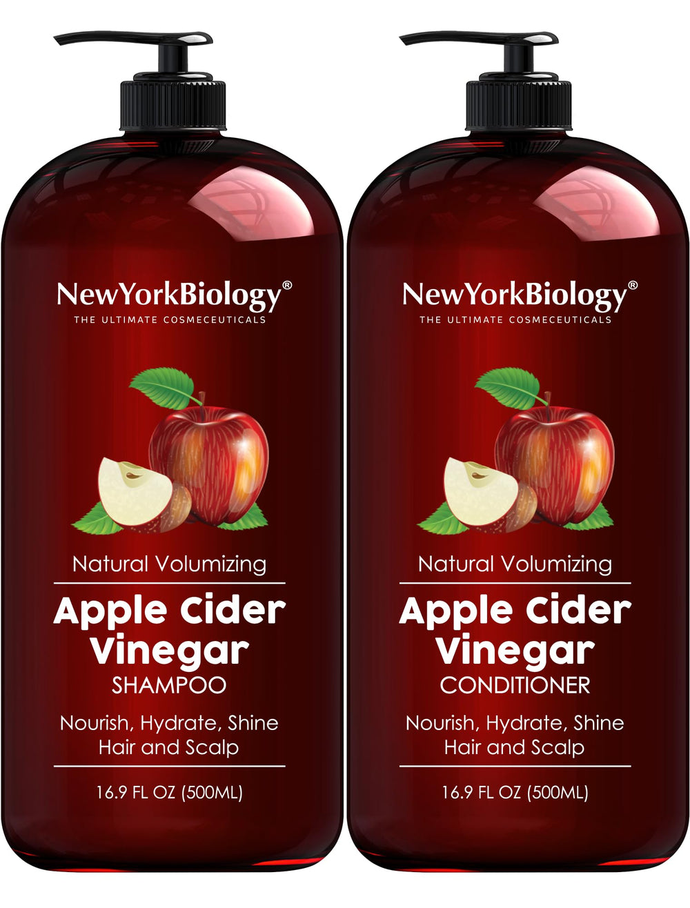 Champú vinagre de manzana New York Biology para limpiar residuos y dejar cabello fresco.