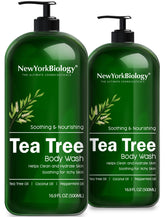 NEW YORK BIOLOGY Tea Tree Body Wash bottle providing soothing cleanse and hydration for all skin types.