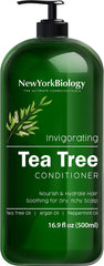 New York Biology Tea Tree Conditioner bottle with anti-dandruff benefits for a refreshed scalp.