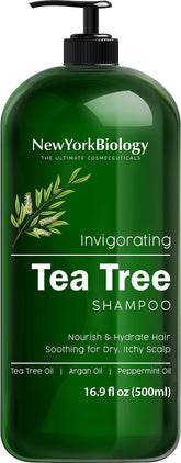 New York Biology Tea Tree Shampoo bottle for cleansing and scalp relief.