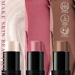 NewBang highlighter stick swatch on brow bone delivers a subtle, luminous glow.
