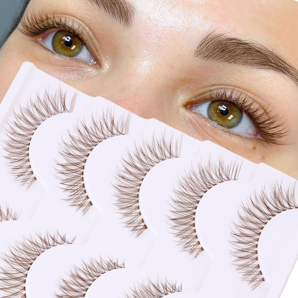 Newcally brown lashes natural look for light hair and fair skin.