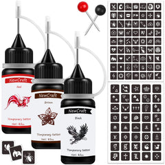 NewCraft Temporary Art Painting Kit black ink bottle, vivid color for crisp designs.