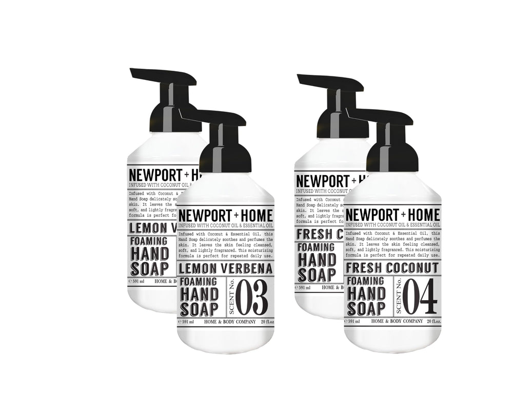 Newport Home foaming hand soap lemon verbena bottle with refreshing scent for daily handwashing