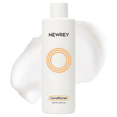NEWREY Hydrating Conditioner bottle close-up showing keratin and coconut oil benefits for smoother hair