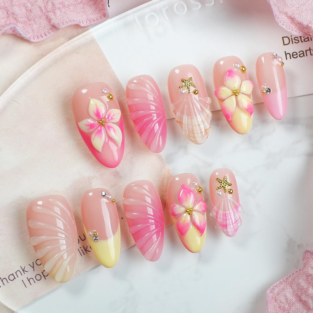 NEWSPIED French Tip almond press-on nails for a quick, polished manicure