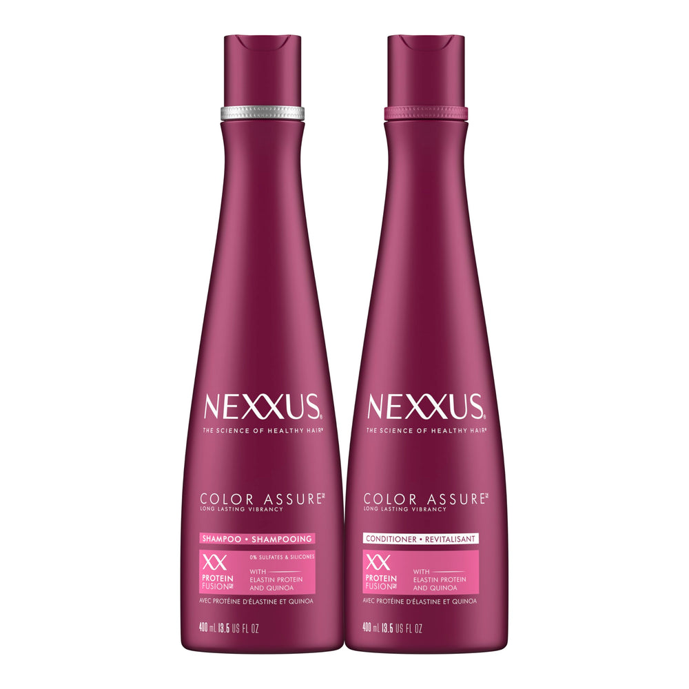 Nexxus Color Assure shampoo bottle promotes color vibrancy for treated hair