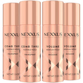 Nexxus Comb Thru flexible hold spray bottle showing brushable control.