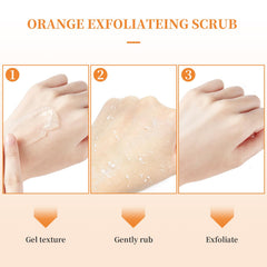 Close-up of the gel texture showing smooth orange micro-particles.