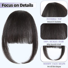 Niceone Hair Wispy Bangs hair-detail reveals soft wispy edges for blending.