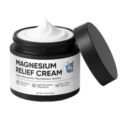 Nichalous magnesium joint-relief cream bottle closeup for portable, easy application.